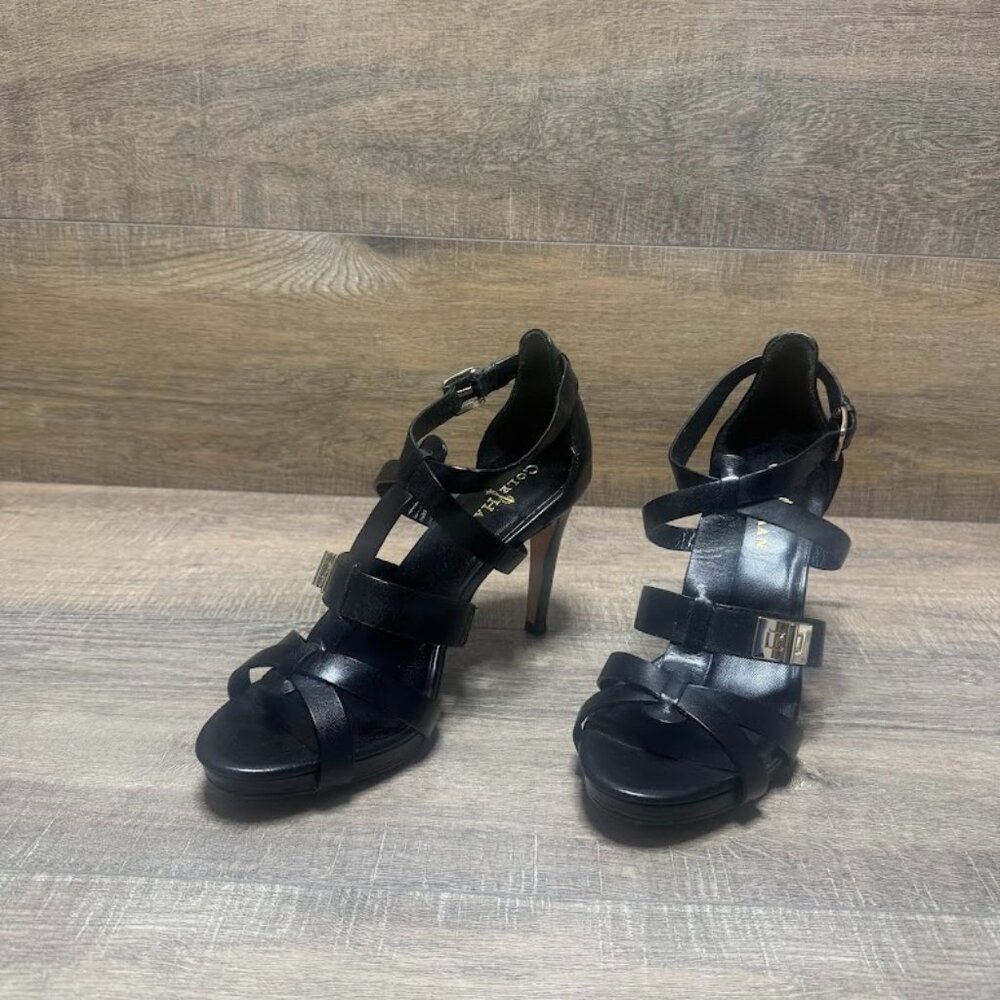 Cole Haan Black Leather Gladiator Style Stiletto Heels Women's Size 7.5